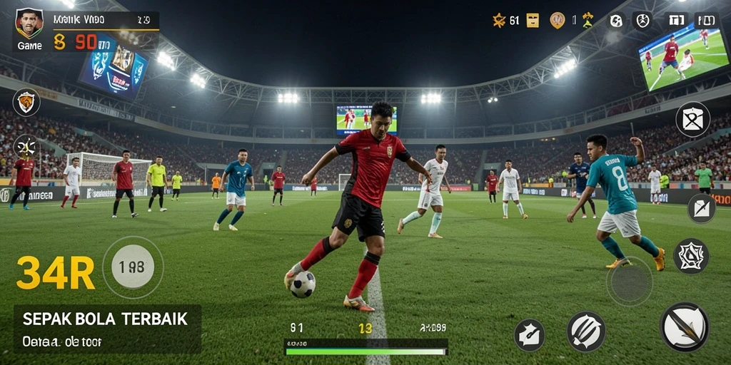 Tampilan seru dari gameplay <strong>34R</strong> yang membuat Anda terjun ke dunia sepak bola.