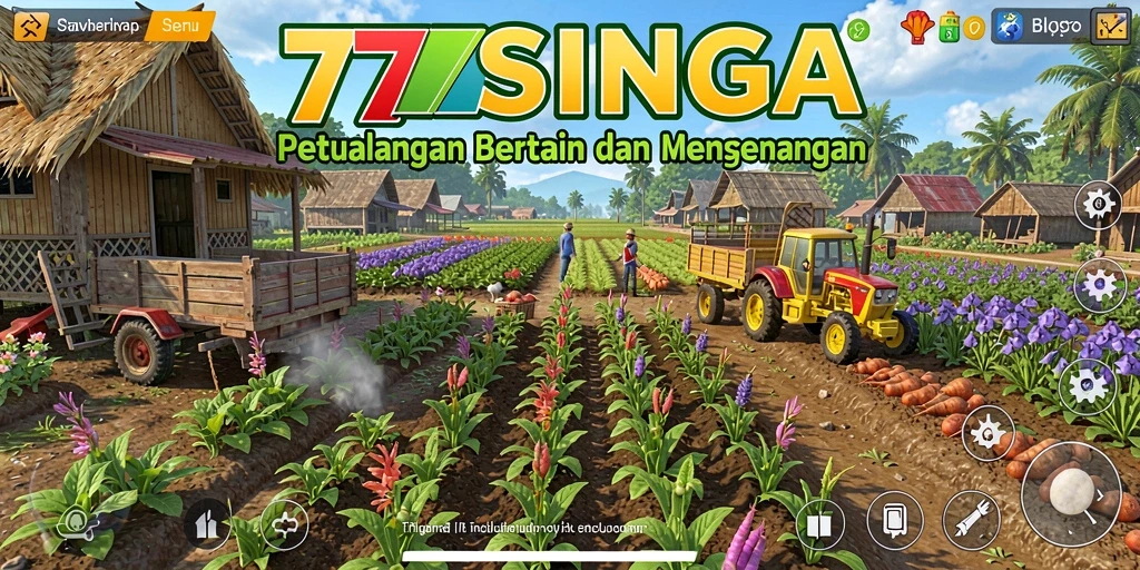 Gameplay seru saat bertani di 77SINGA dengan berbagai tanaman.