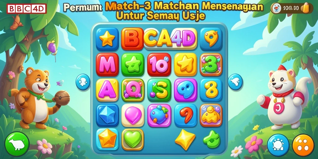 Screenshot utama BBCA4D menampilkan gameplay seru Match-3.