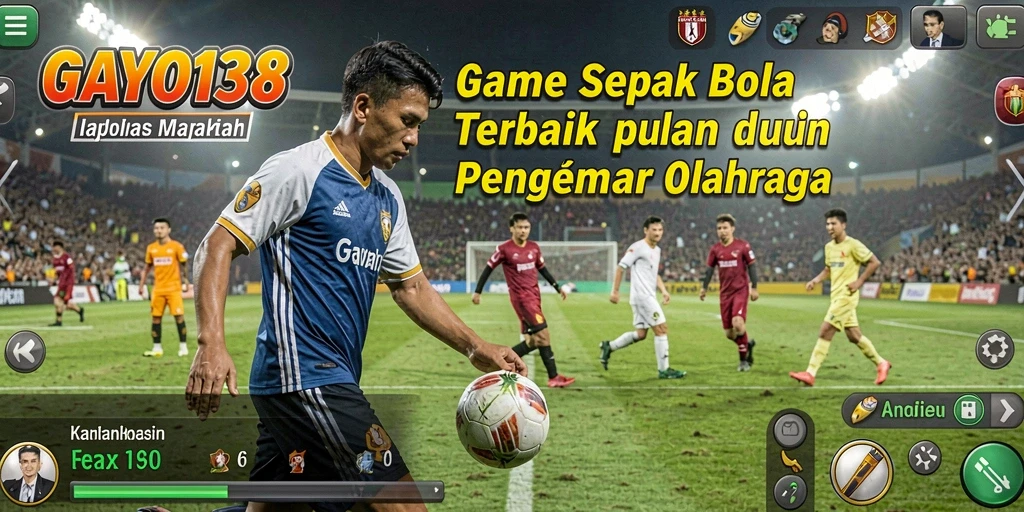 Tampilan gameplay sepak bola yang menarik dan dinamis.