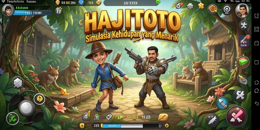 Tangkapan layar menunjukkan interaksi karakter dalam gameplay HAJITOTO.