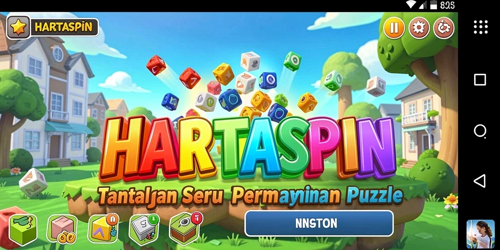 Screenshot dari gameplay HARTASPIN yang menampilkan tantangan puzzle.