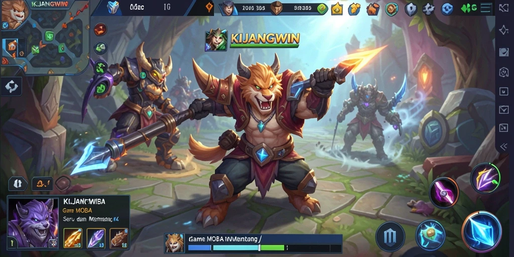 Tampilan gameplay KIJANGWIN yang seru di arena MOBA.