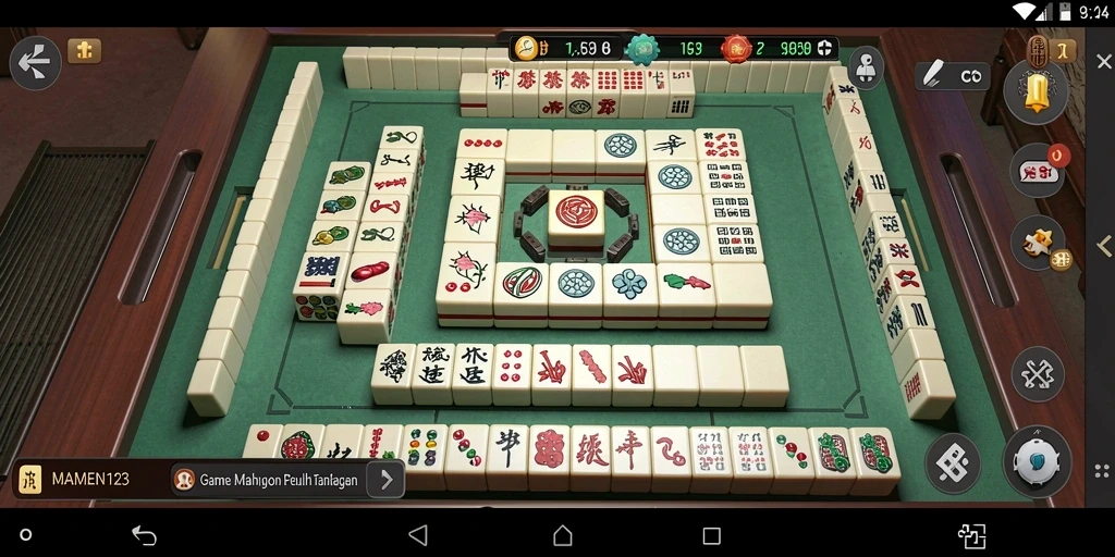 Screenshot MAMEN123 menampilkan momen seru permainan Mahjong.