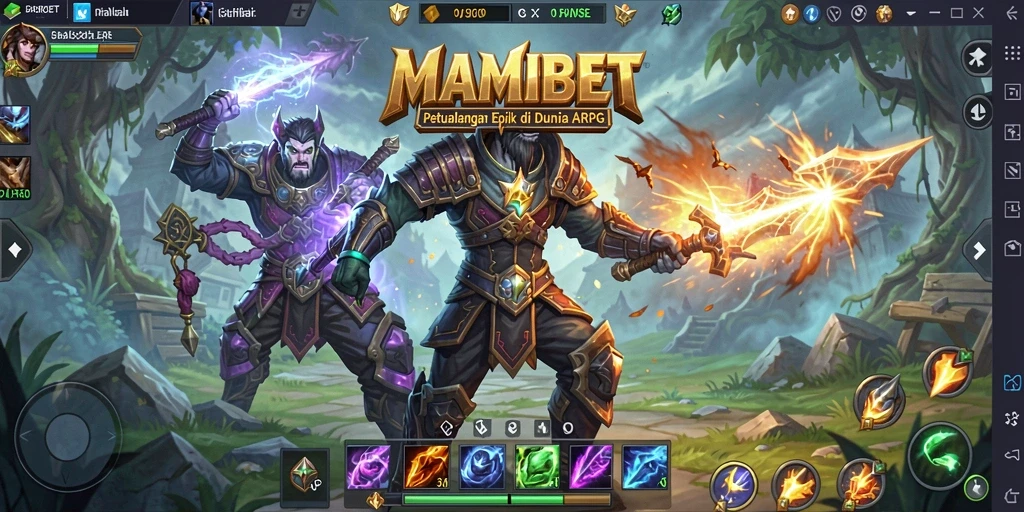 Tampilan aksi seru dalam gameplay <strong>MAMIBET</strong> dengan karakter yang bertarung melawan monster.