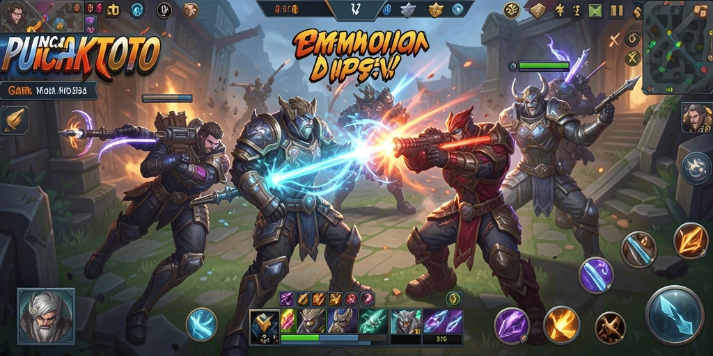 Gameplay seru PUNCAKTOTO yang menampilkan tempur tim MOBA.