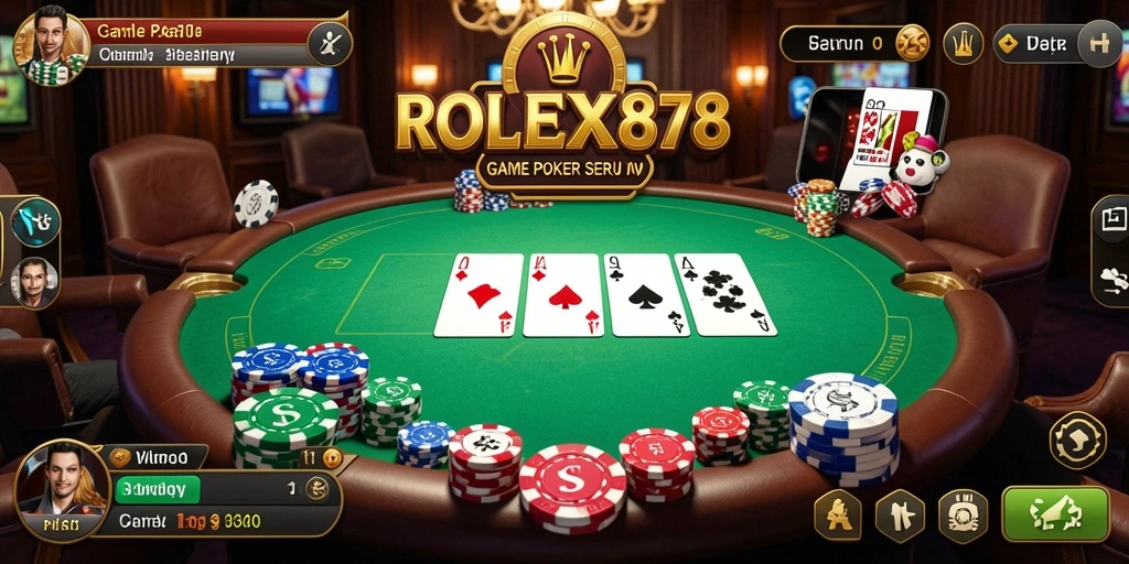 Tangkapan layar gameplay ROLEX878 menampilkan aksi Poker yang mendebarkan.