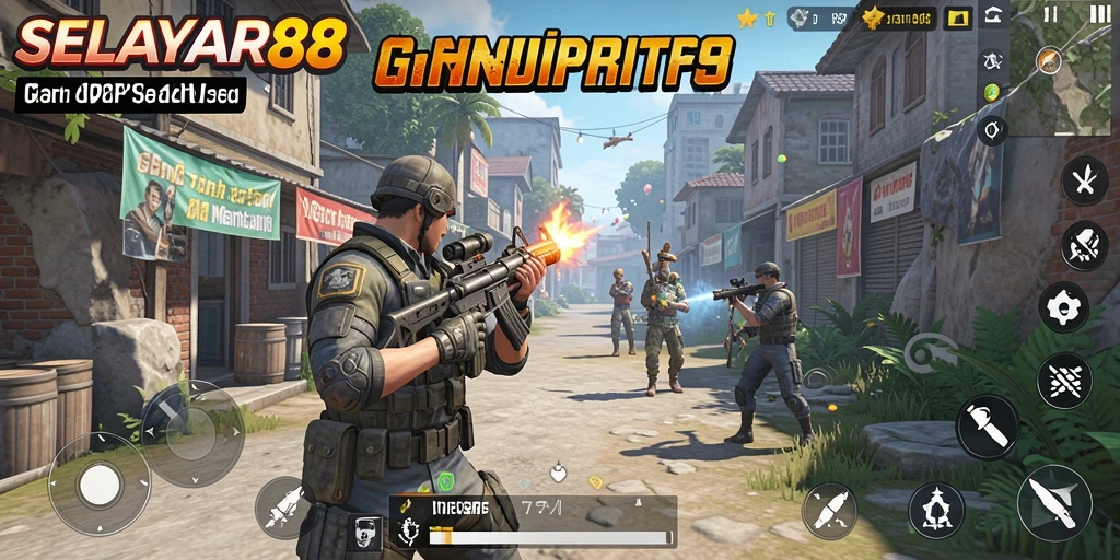 Tampilan gameplay seru dari SELAYAR88, mencakup aksi tembak-menembak yang mendebarkan.