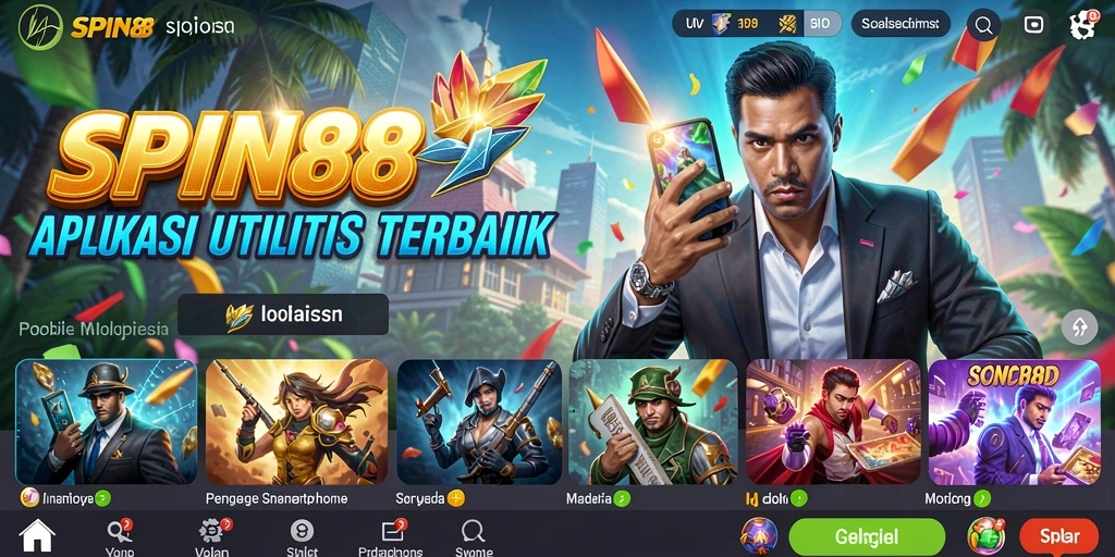 Tampilan utama SPIN88 dengan fitur utility yang intuitif.