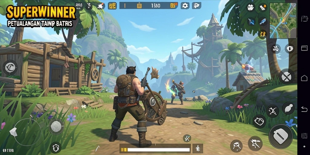 Tangkapan layar dari gameplay <strong>SUPERWINNER</strong> menunjukkan eksplorasi dunia terbuka yang menakjubkan.