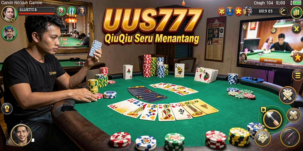 Screenshot utama UUS777 menunjukkan gameplay QiuQiu yang seru.